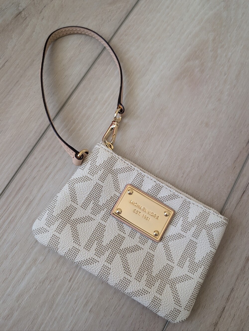 Michael Kors Beige Logo Wristlet